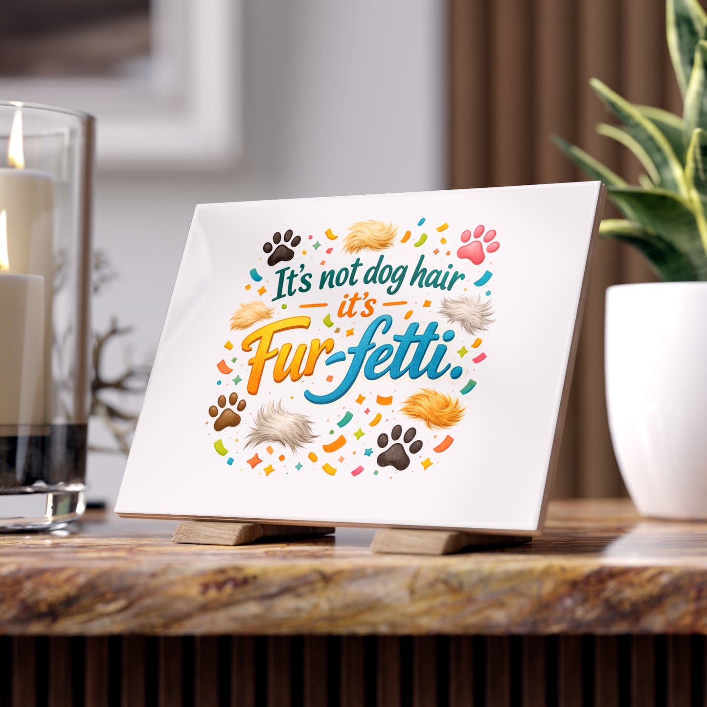 Fur-Fetti Dog Ceramic Photo Tile