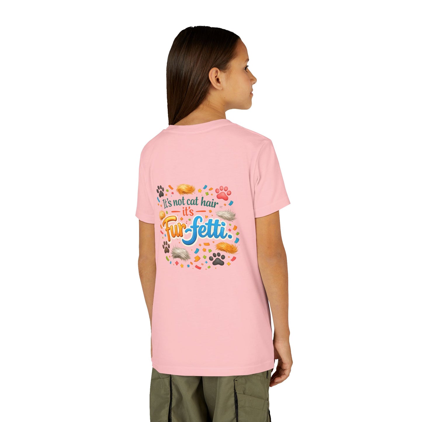 Fur-Fetti Cat Youth Unisex Short Sleeve Crewneck Tee
