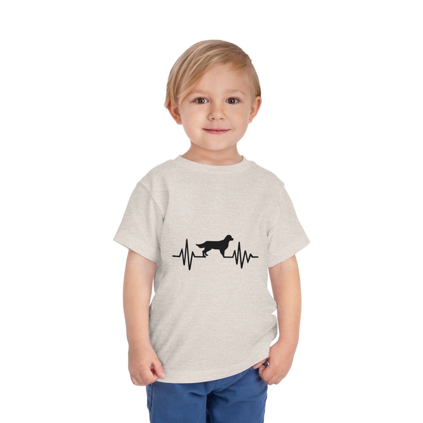 My Heart Beats For Goldens Toddler Unisex Short Sleeve Crewneck Tee