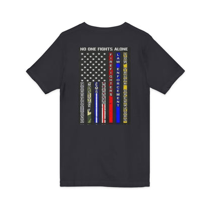 No One Fights Alone Unisex Short Sleeve V-Neck Tee