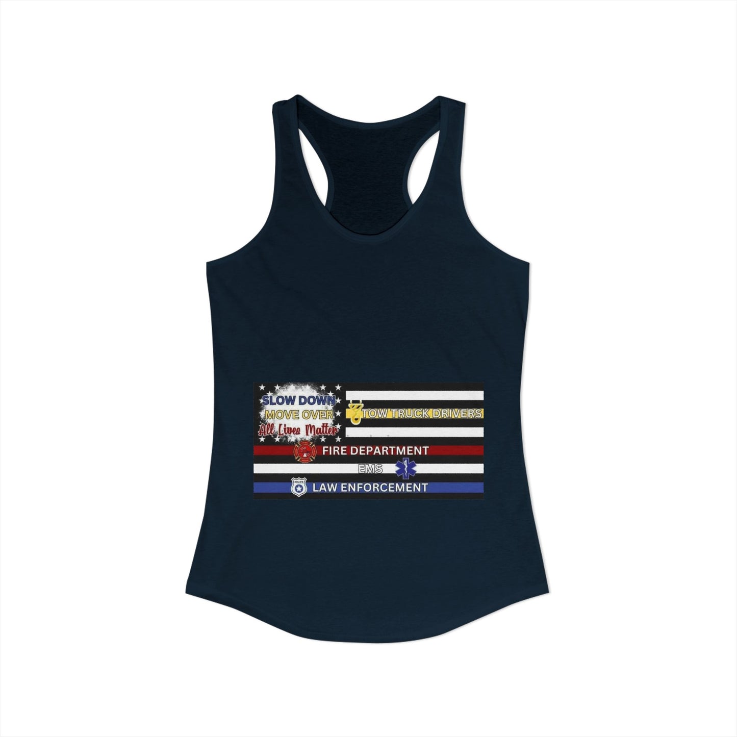 Slow Down Move Over Flag Women's Racerback Tank
