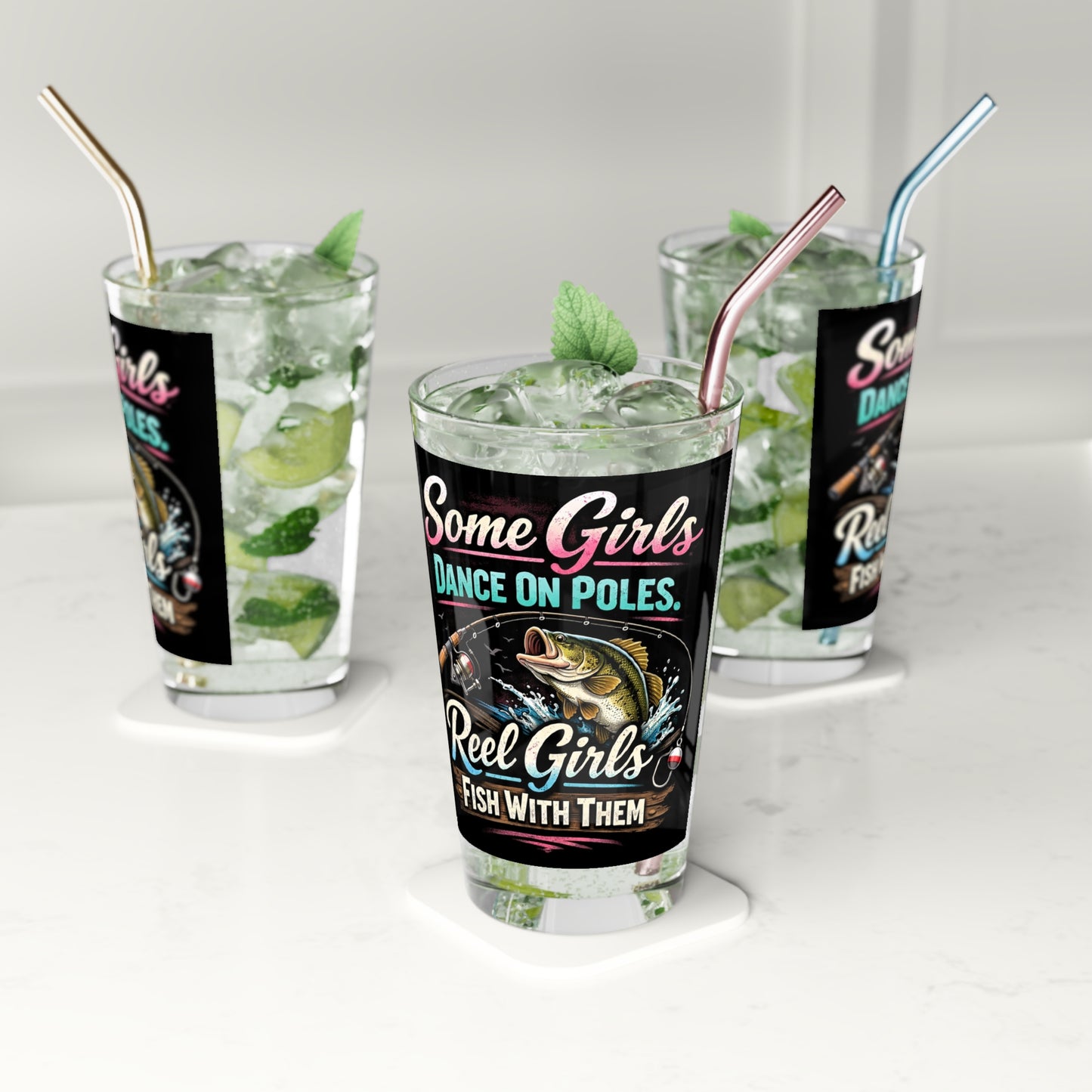 Reel Girls Drinking Glass