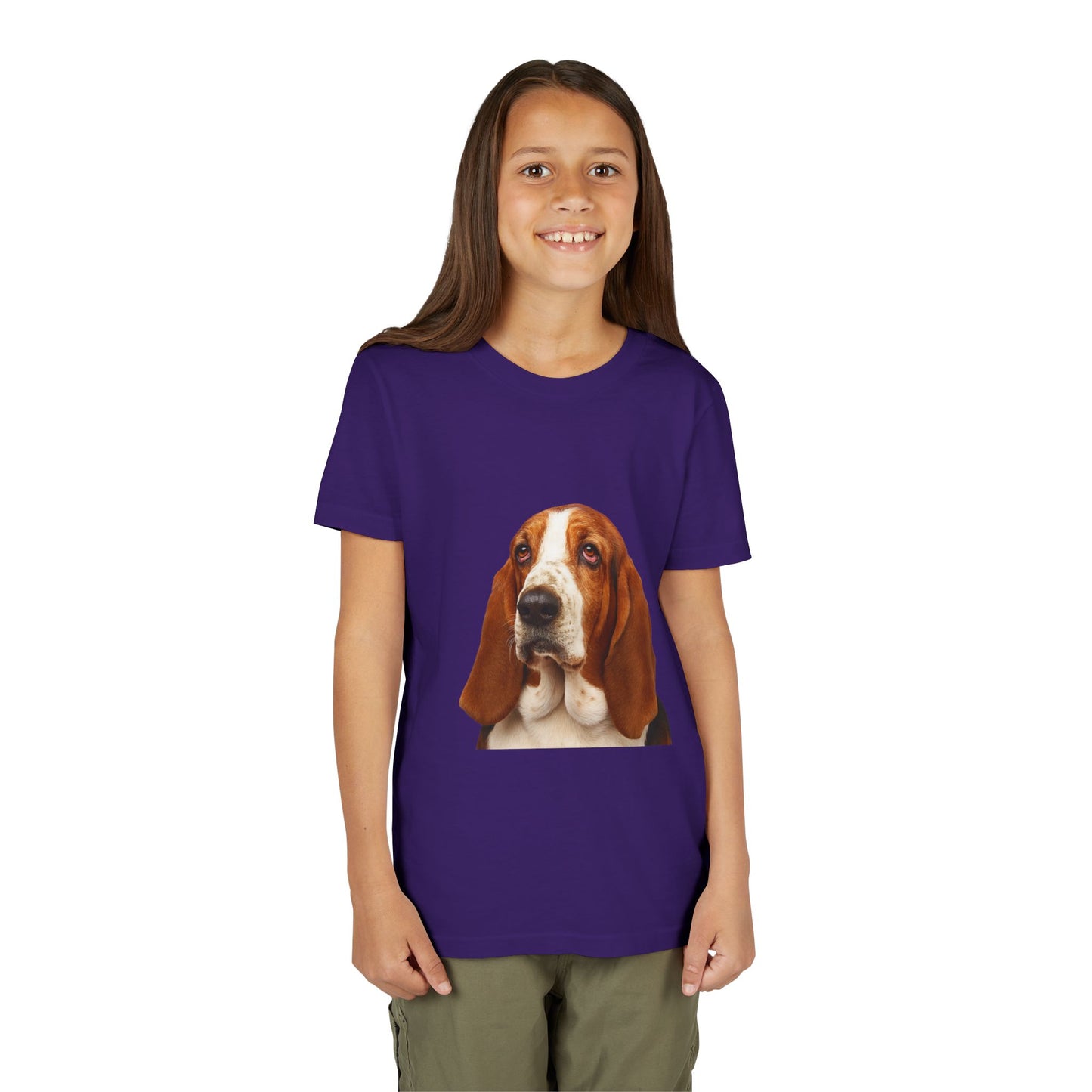 Basset Head Youth Unisex Short Sleeve Crewneck Tee