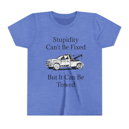 Stupidity Wheel Lift Tow Truck Youth Unisex Short Sleeve Crewneck Tee