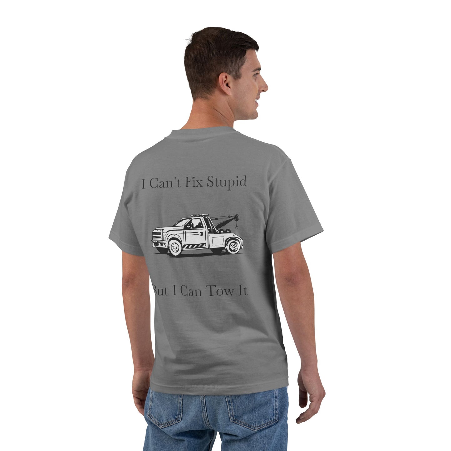 I Can't Fix Stupid Wheel Lift Tow Truck Men's Short-Sleeve Crewneck Tee