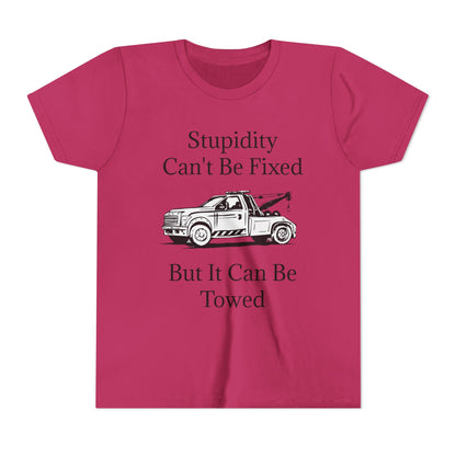 Stupidity Wheel Lift Tow Truck Youth Unisex Short Sleeve Crewneck Tee
