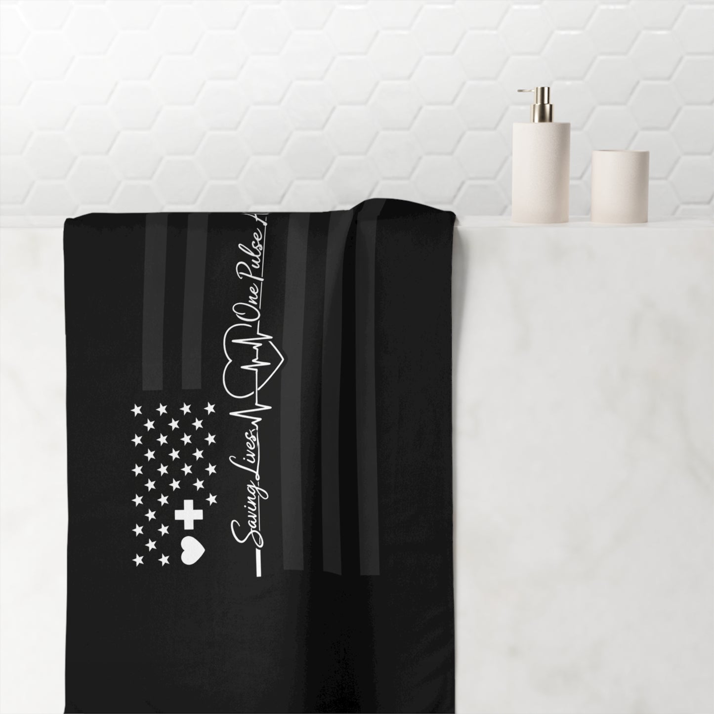 Thin White Line Mink-Cotton  Beach Towel