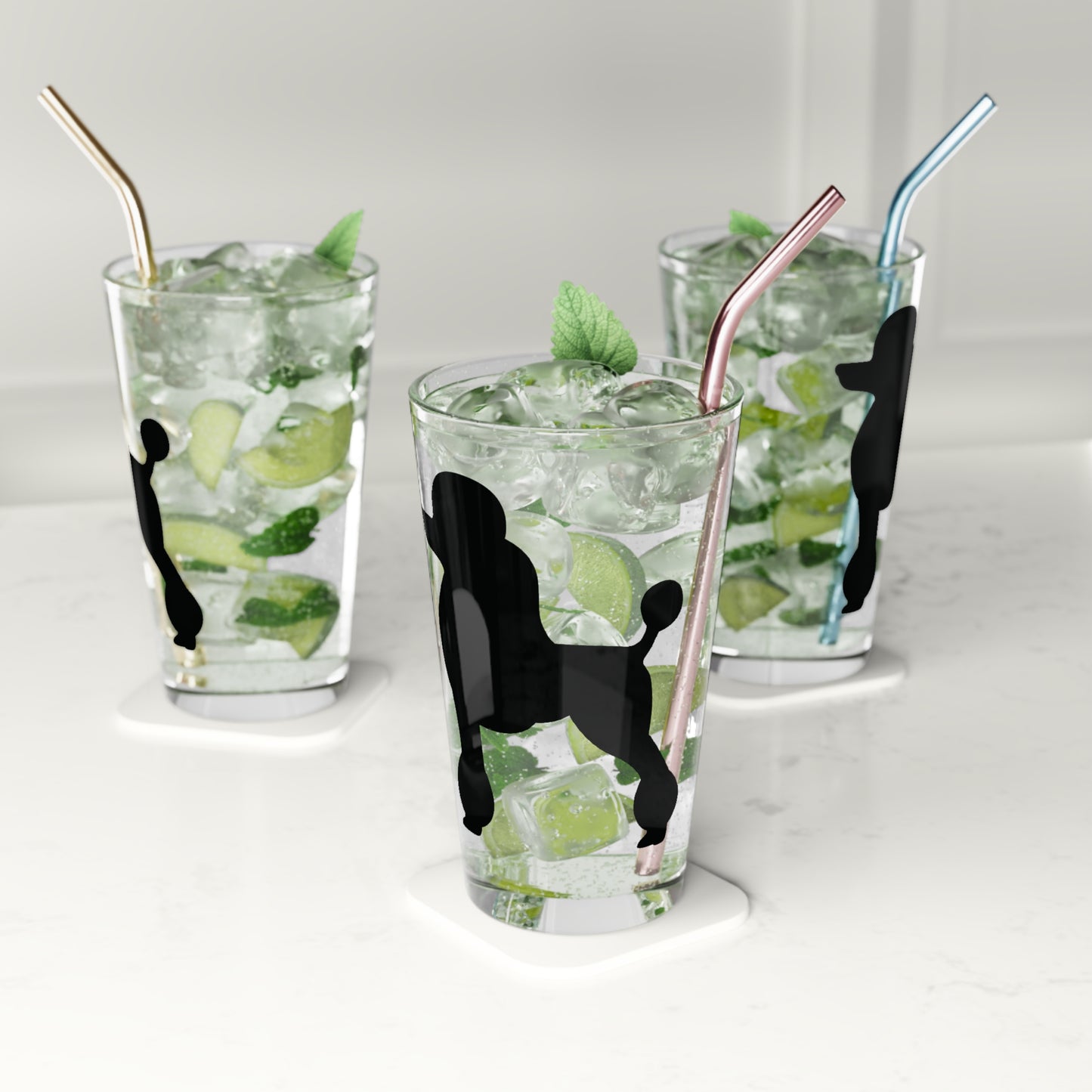 Poodle Silhouette Drinking Glass