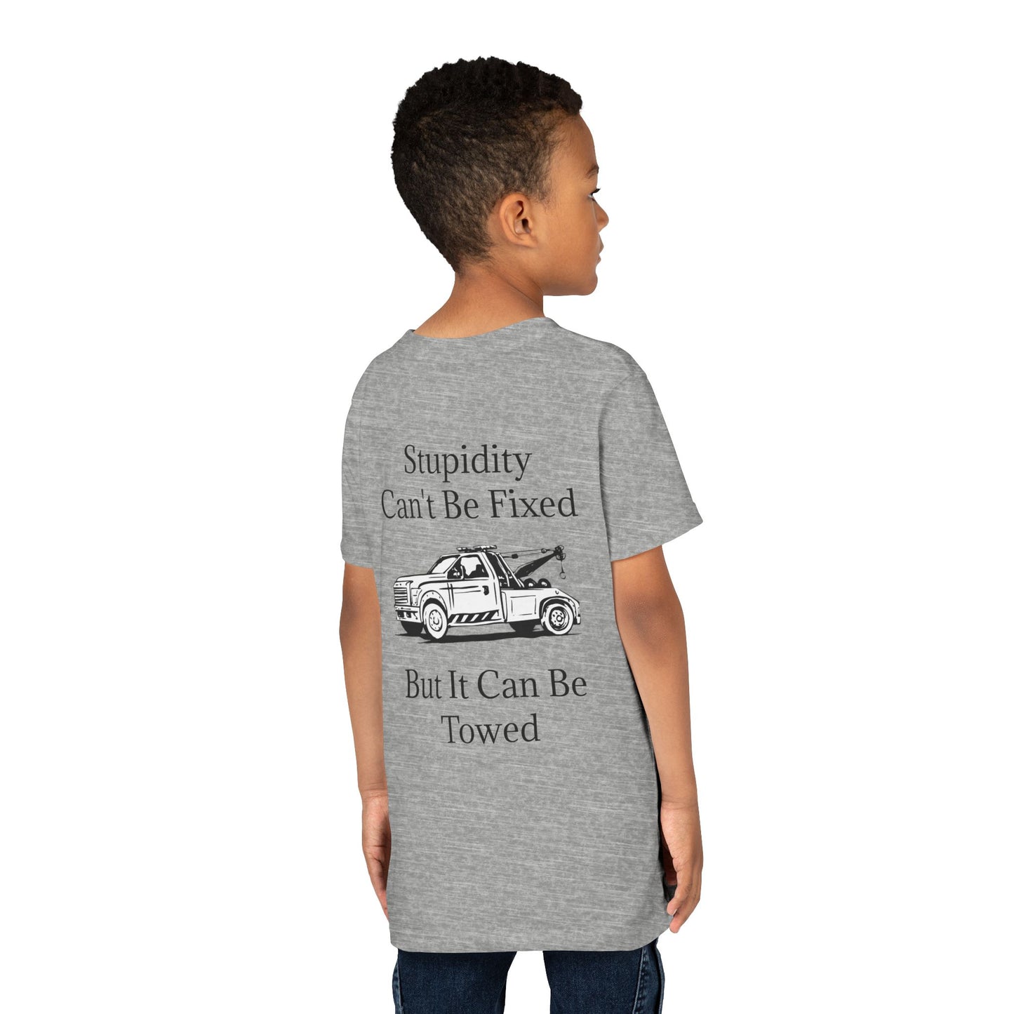 Stupidity Wheel Lift Tow Truck Youth Unisex Short Sleeve Crewneck Tee