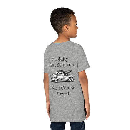 Stupidity Wheel Lift Tow Truck Youth Unisex Short Sleeve Crewneck Tee