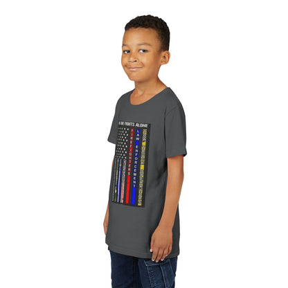 No One Fights Alone Youth Unisex Short Sleeve Crewneck Tee