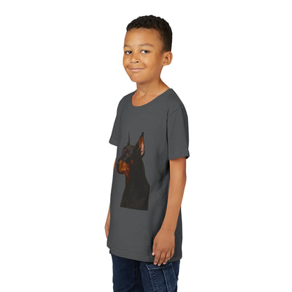 Doberman Head Youth Unisex Short Sleeve Crewneck Tee