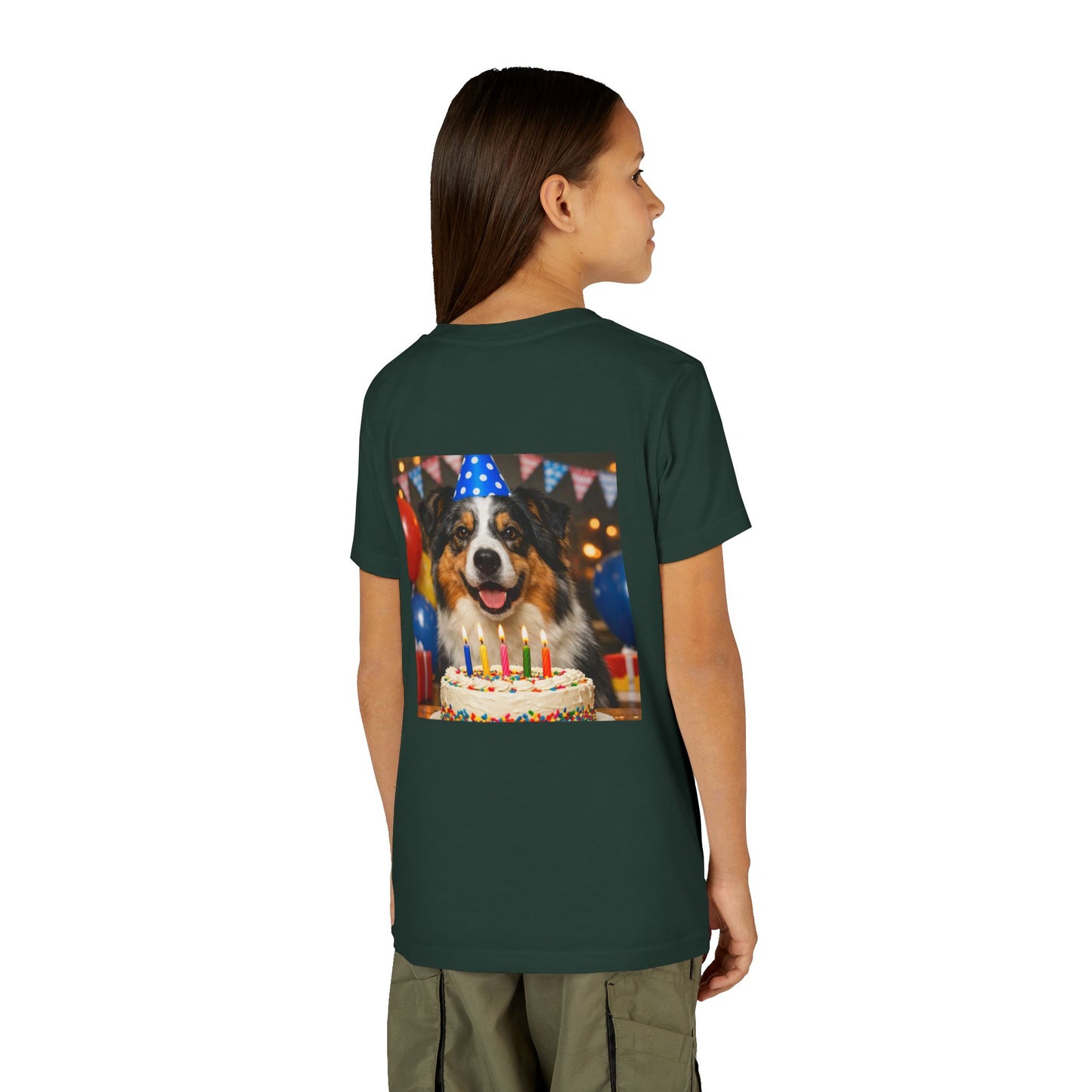 Birthday Buddy Aussie Youth Unisex Short Sleeve Crewneck Tee