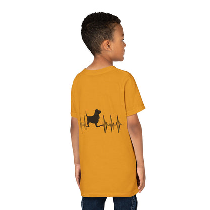 My Heart Beats For Bassets Youth Unisex Short Sleeve Crewneck Tee