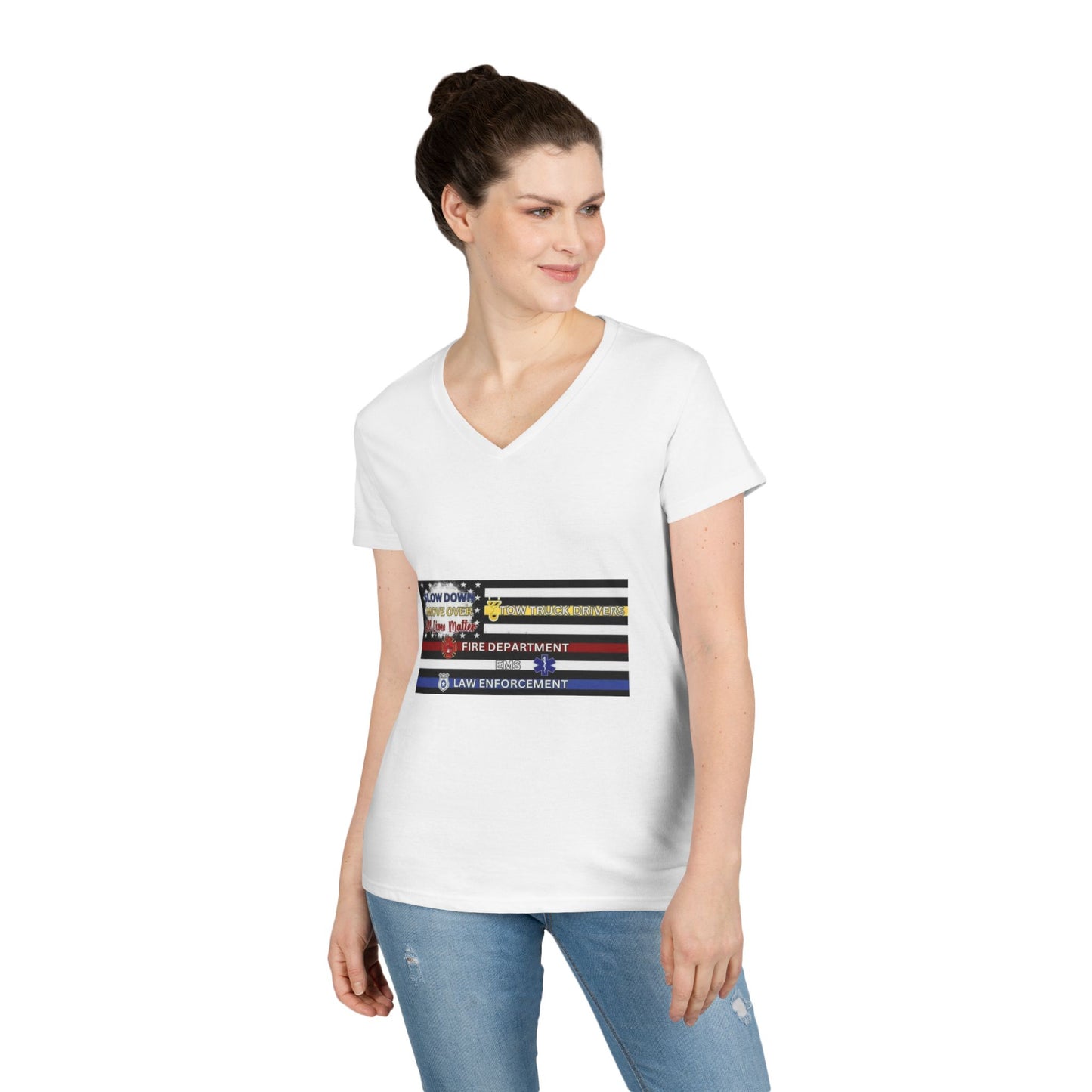 Slow Down Move Over Flag Women's V-Neck T-Shirt