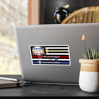 Slow Down Move Over Flag Vinyl Decal
