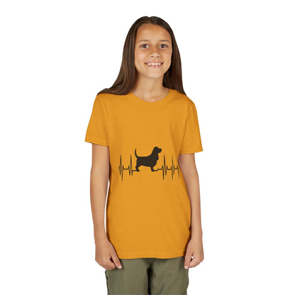 My Heart Beats For Bassets Youth Unisex Short Sleeve Crewneck Tee
