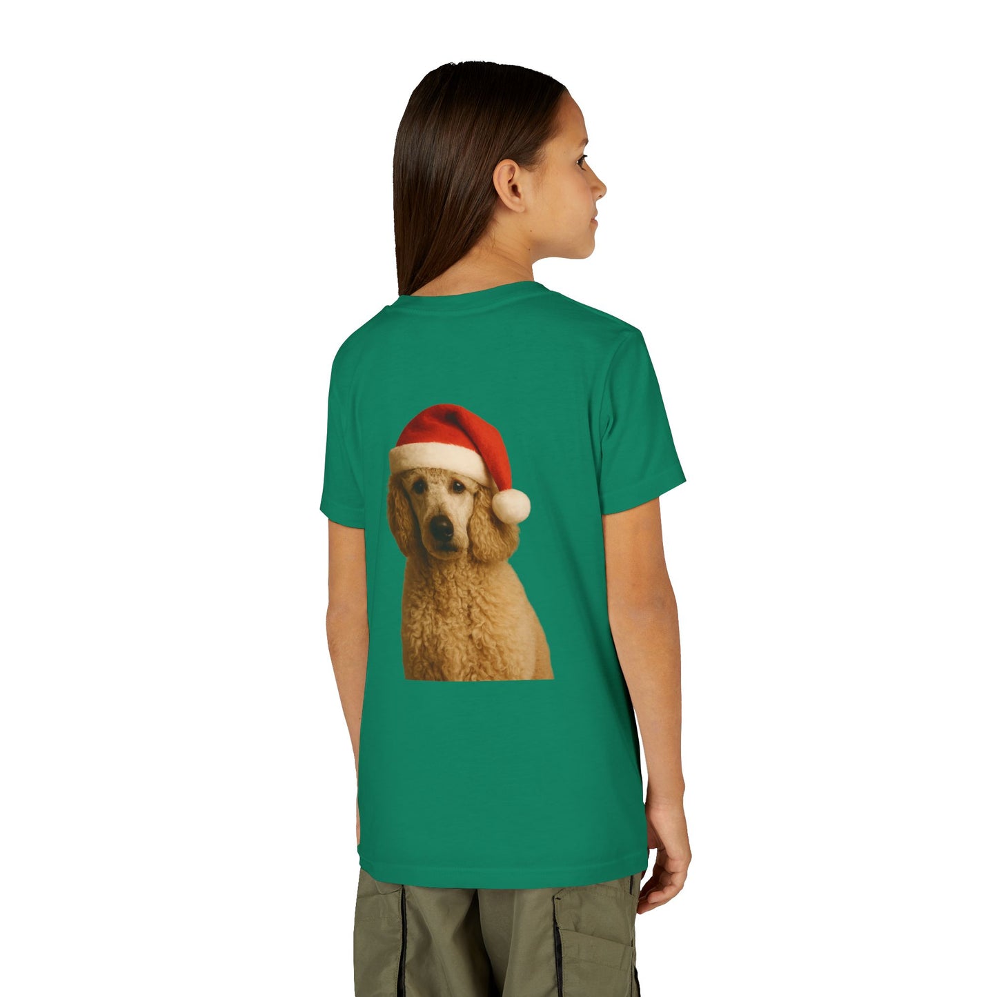 Santa Paws Poodle Youth Unisex Short Sleeve Crewneck Tee