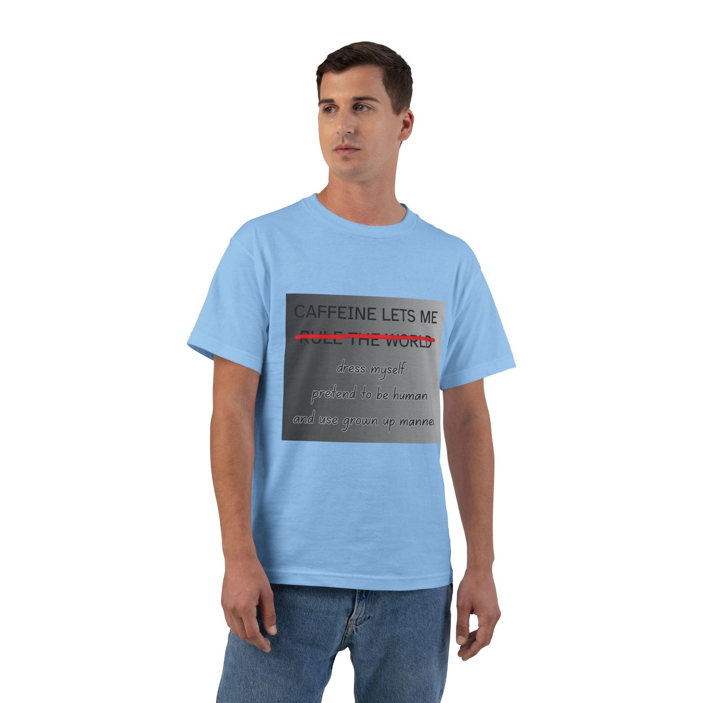 Caffeine Lets Me Men's Short-Sleeve Crewneck Tee