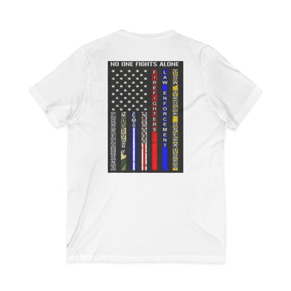 No One Fights Alone Unisex Short Sleeve V-Neck Tee