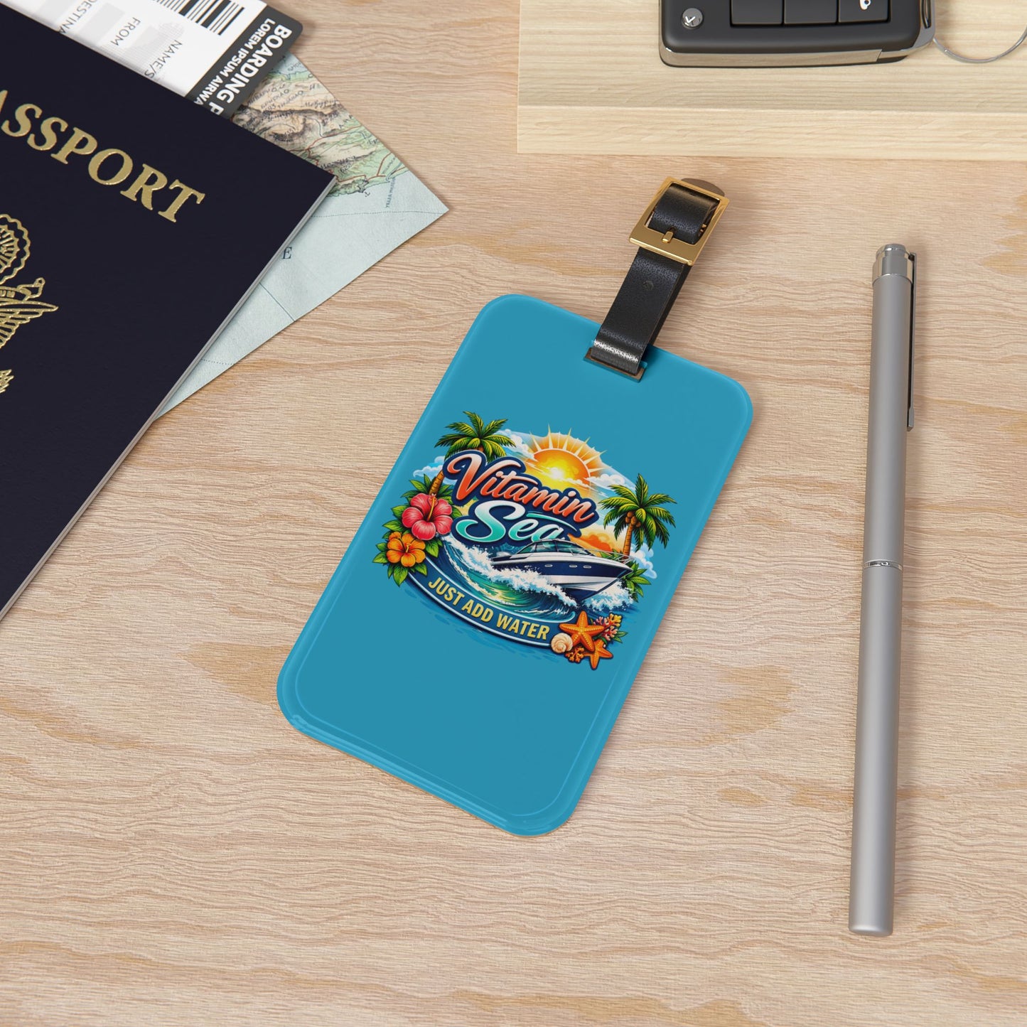 Vitamin Sea Leather Strap Luggage Tag