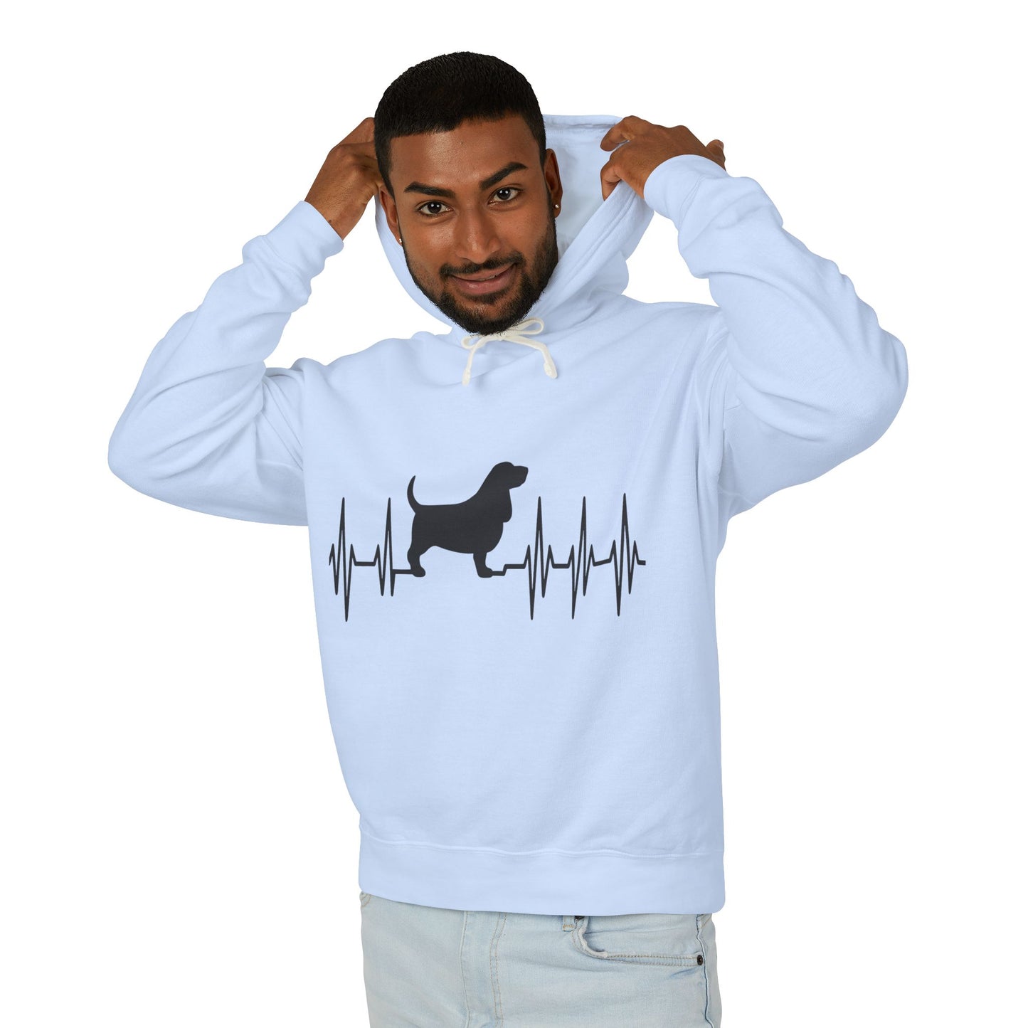 My Heart Beats For Bassets Unisex Lightweight Hoodie
