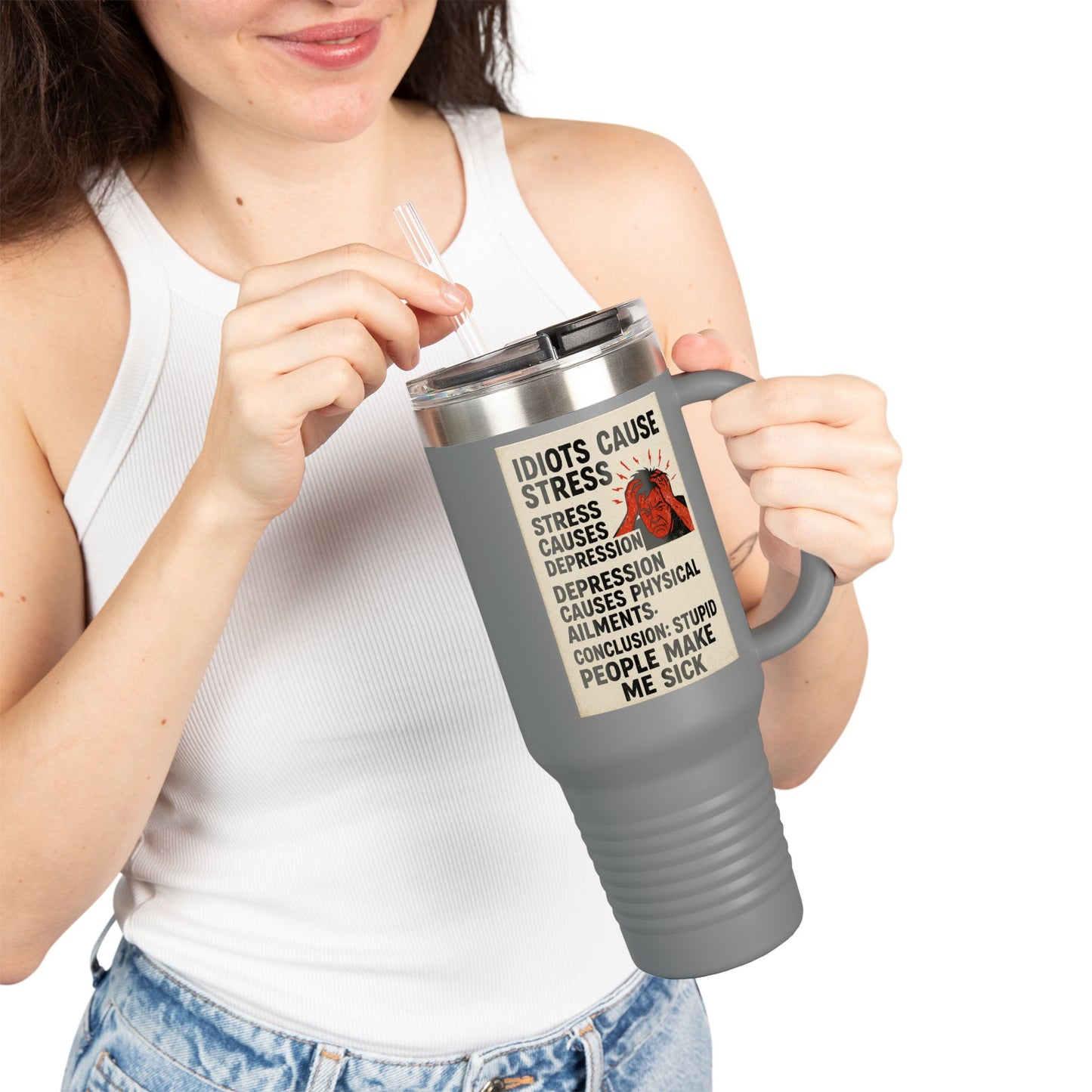 Stupid People Insulated Travel Mug