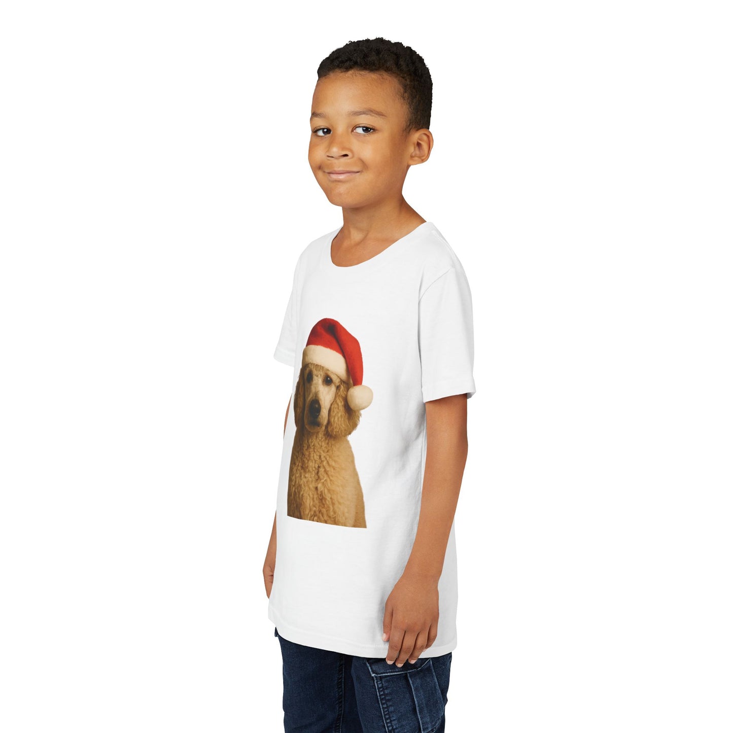 Santa Paws Poodle Youth Unisex Short Sleeve Crewneck Tee