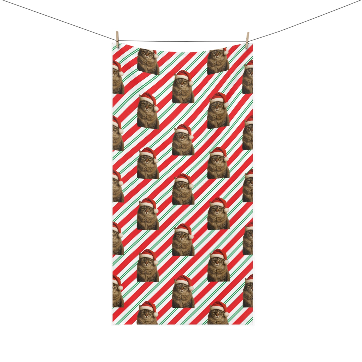 Santa Paws Cat Mink-Cotton  Beach Towel