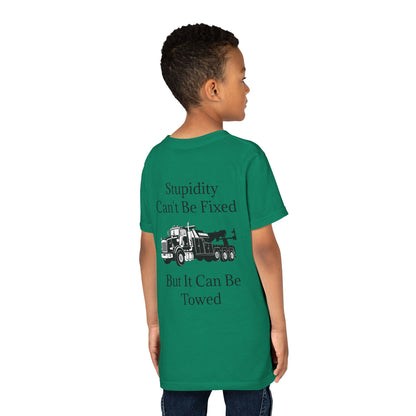 Stupidity Heavy Tow Truck Youth Unisex Short Sleeve Crewneck Tee