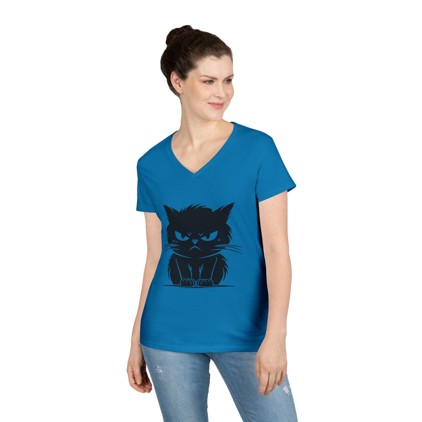 Angry Cat Women's V-Neck T-Shirt