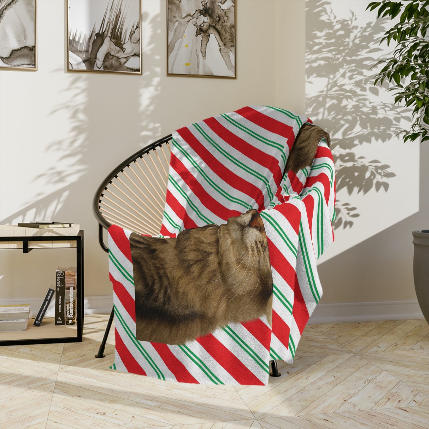 Santa Paws Cat Velveteen Microfiber Blanket