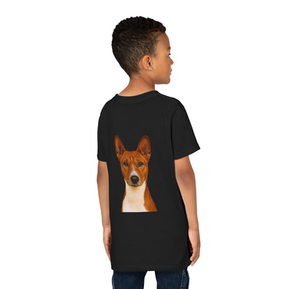 Basenji Head Youth Unisex Short Sleeve Crewneck Tee