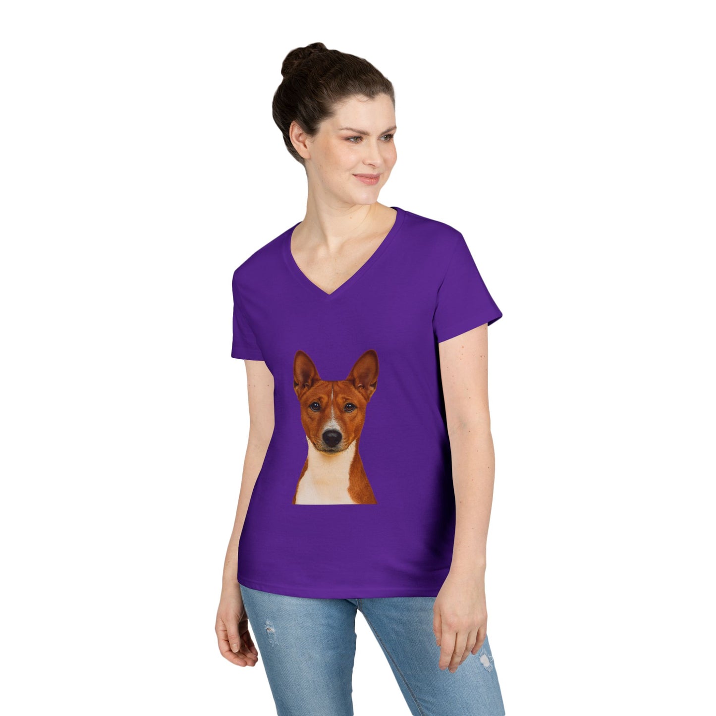 Basenji Head Women's V-Neck T-Shirt