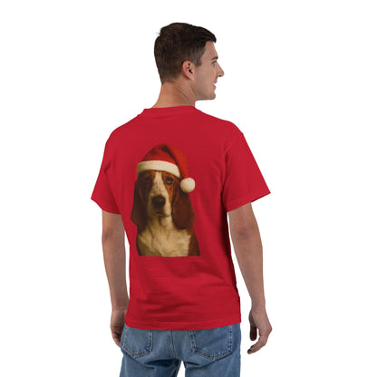 Santa Paws Basset Men's Short-Sleeve Crewneck Tee