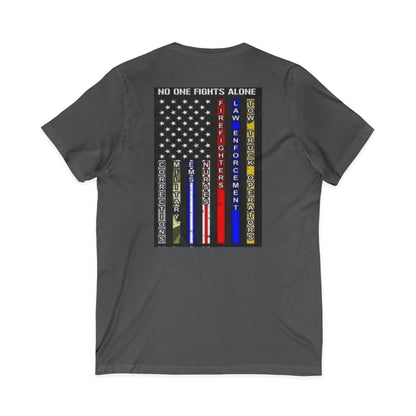 No One Fights Alone Unisex Short Sleeve V-Neck Tee