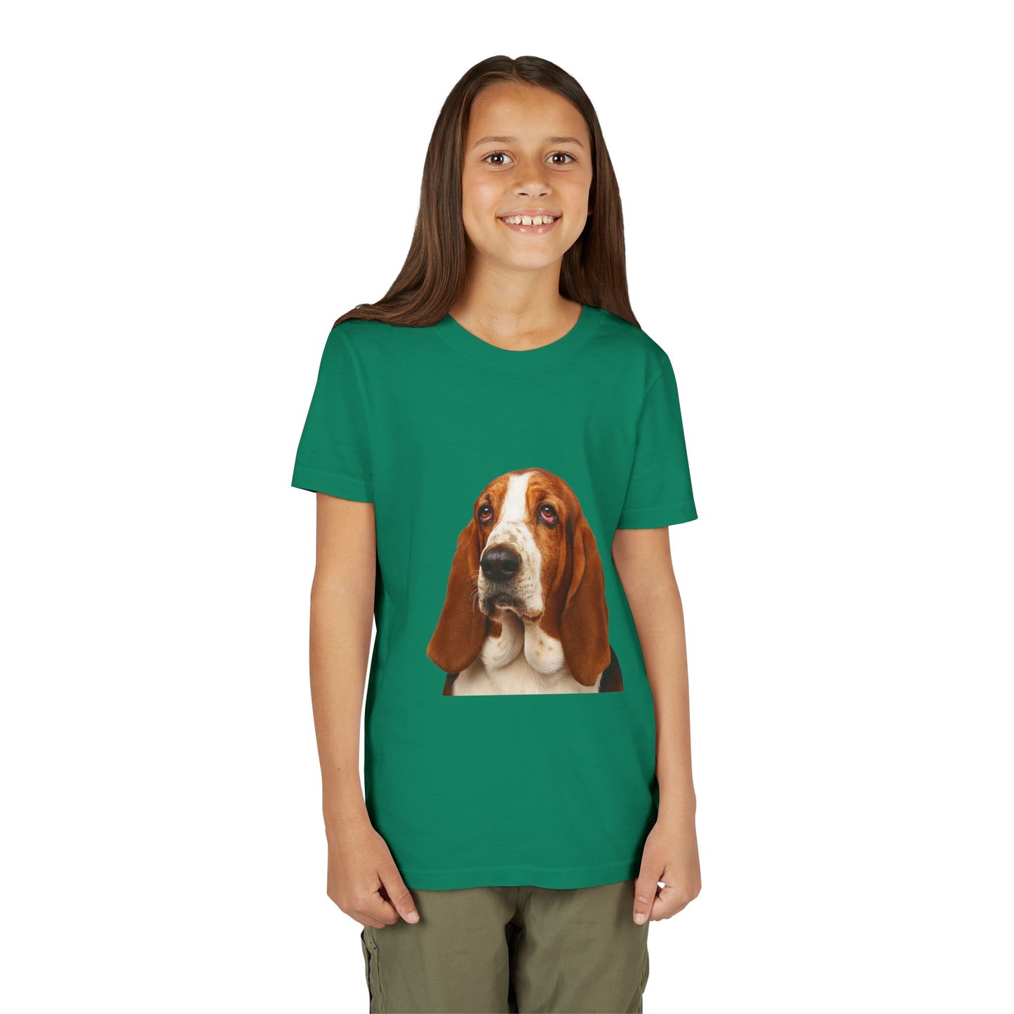 Basset Head Youth Unisex Short Sleeve Crewneck Tee