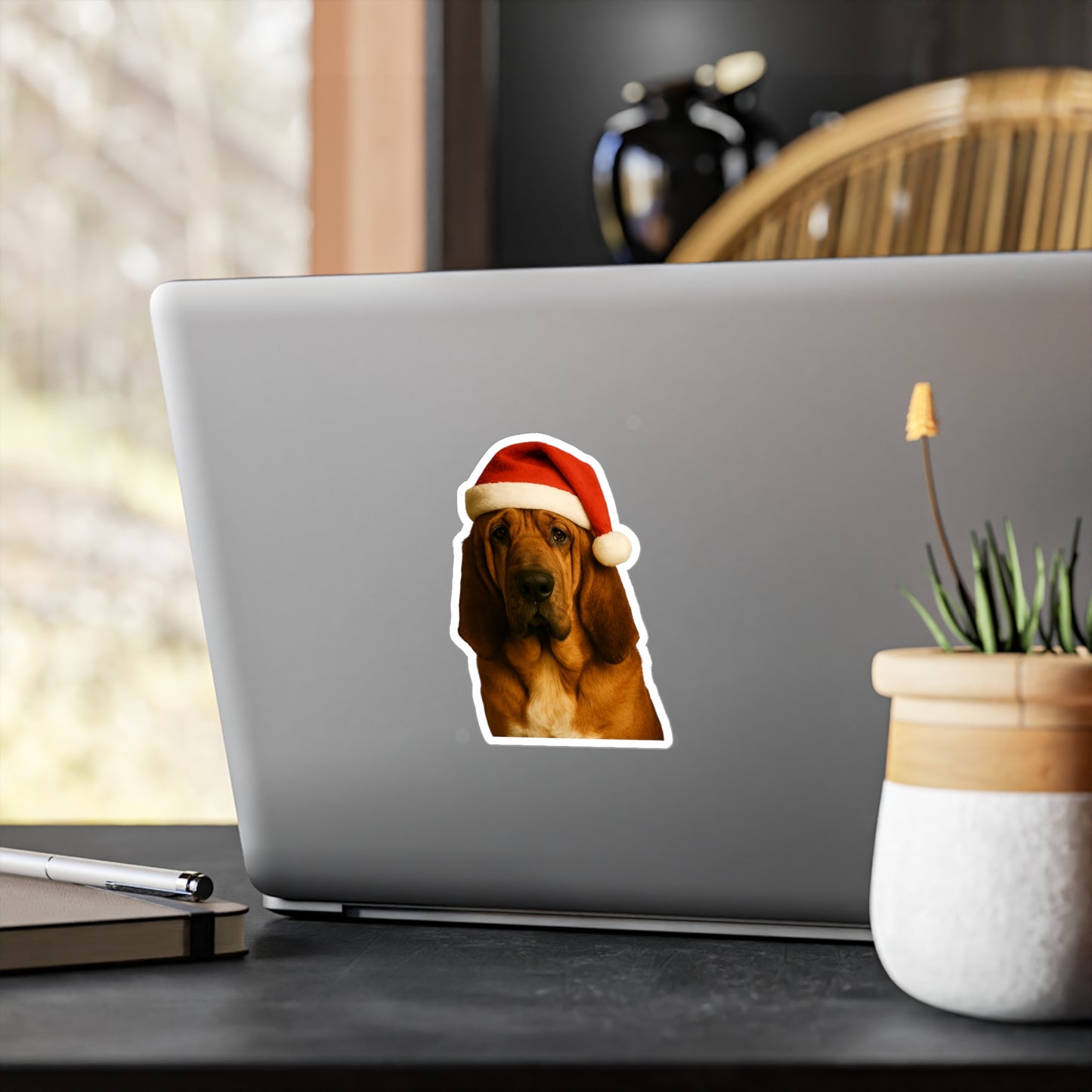Santa Paws Bloodhound Vinyl Decal