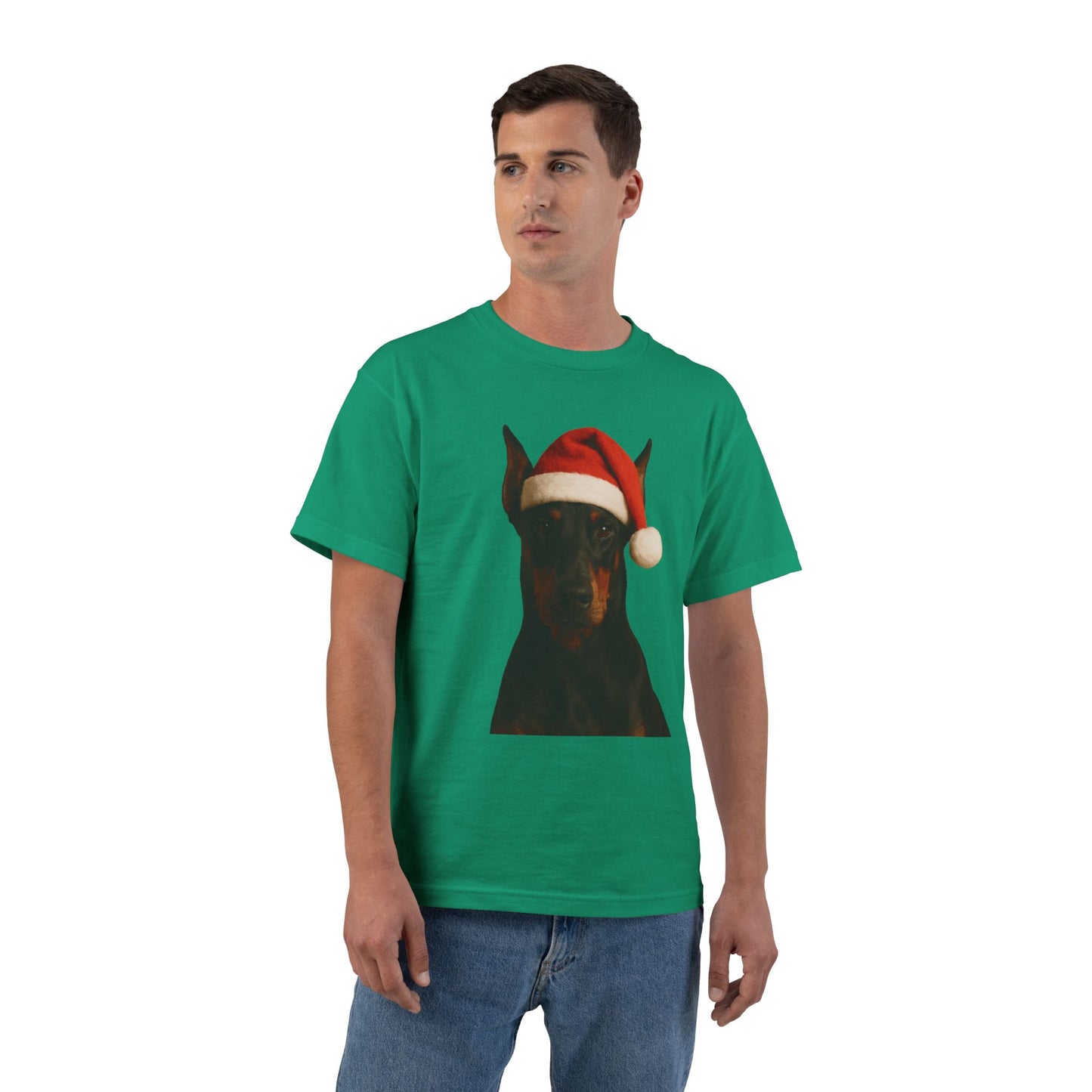 Santa Paws Doberman Men's Short-Sleeve Crewneck Tee