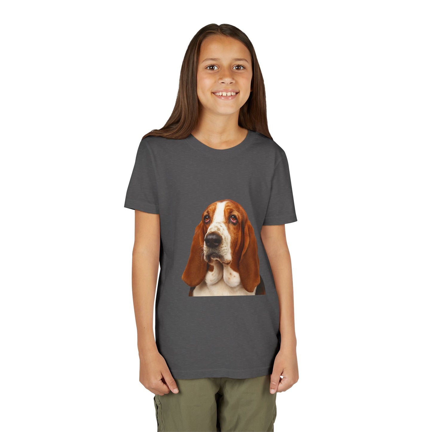 Basset Head Youth Unisex Short Sleeve Crewneck Tee