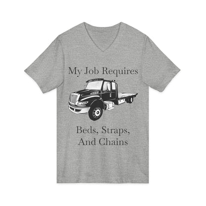 Beds, Straps, And Chains Unisex Short Sleeve V-Neck Tee