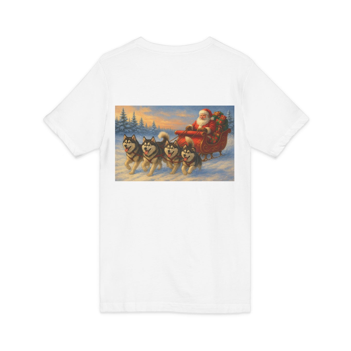 Dashing Through The Snow Unisex Short Sleeve V-Neck Tee