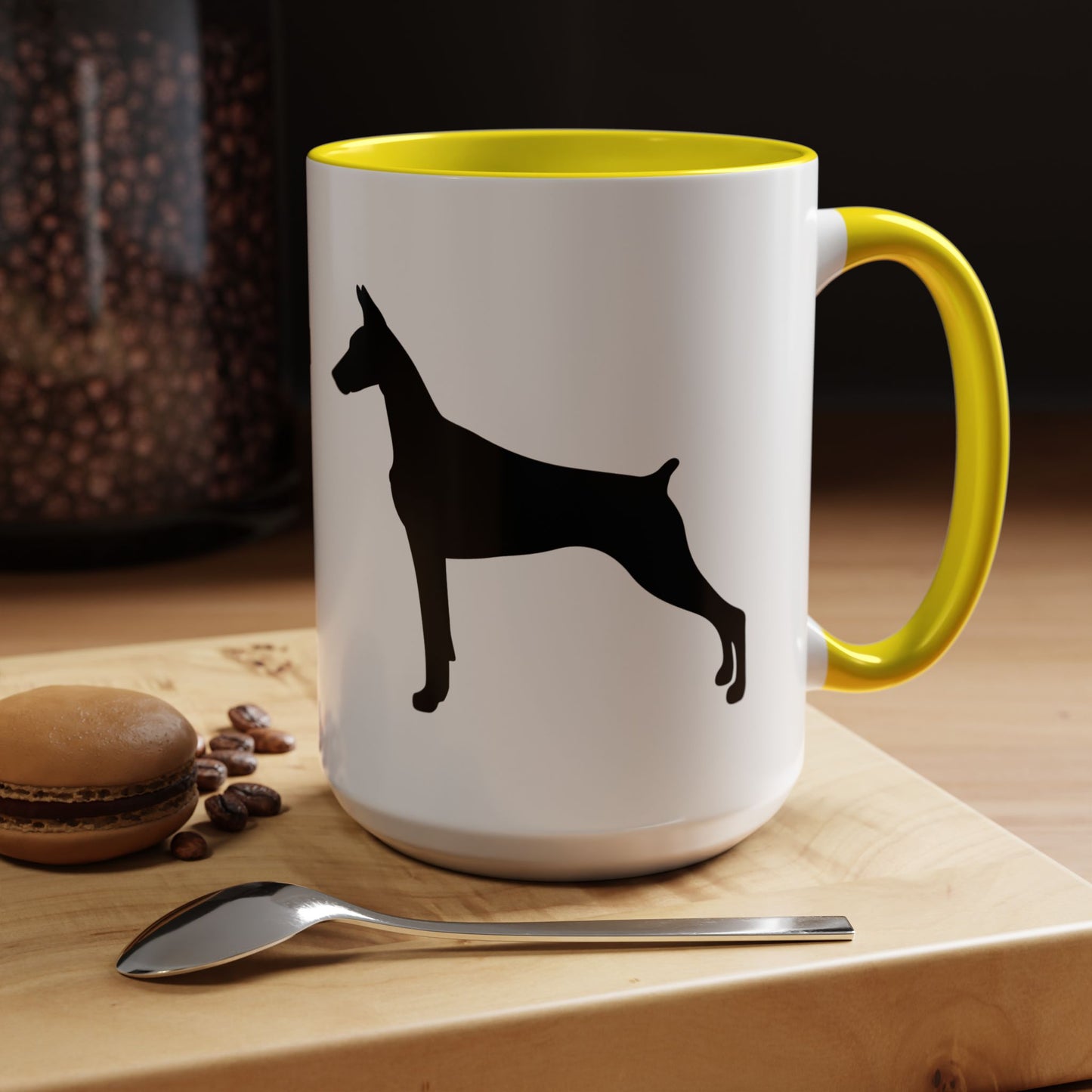 Doberman Silhouette 2-Tone Coffee Mug