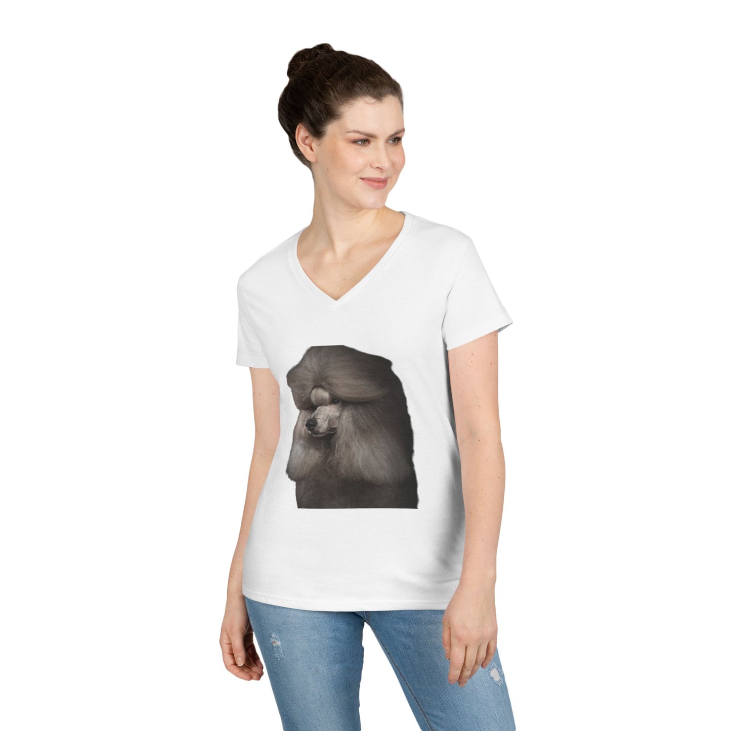 Poodle Head Women's V-Neck T-Shirt