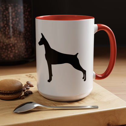 Doberman Silhouette 2-Tone Coffee Mug