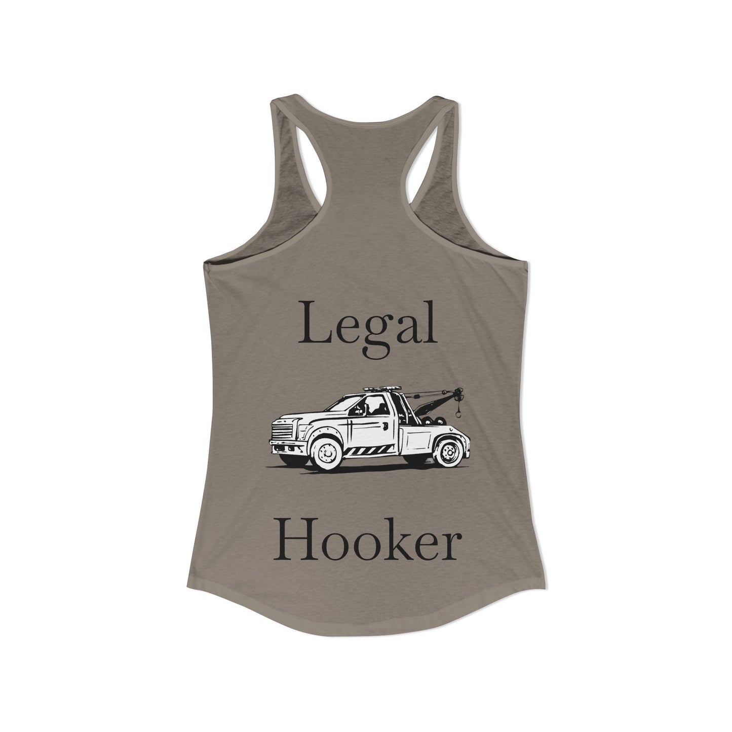 Legal H**ker Wheel Lift Tow Truck Women's Racerback Tank
