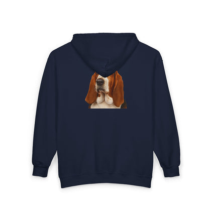 Basset Head Unisex Full Zip Hoodie