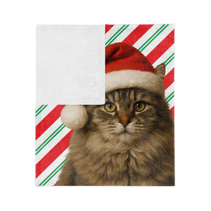 Santa Paws Cat Velveteen Microfiber Blanket