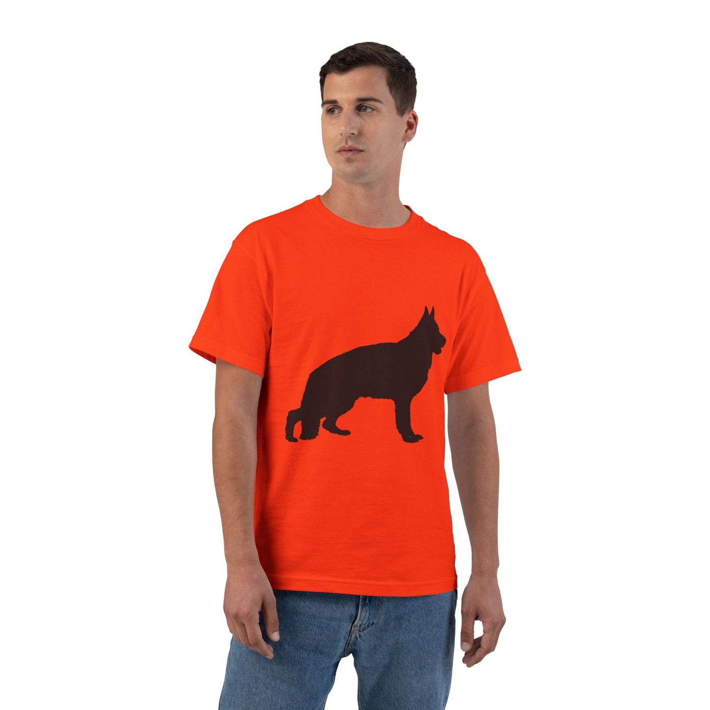 German Shepherd Silhouette Men's Short-Sleeve Crewneck Tee