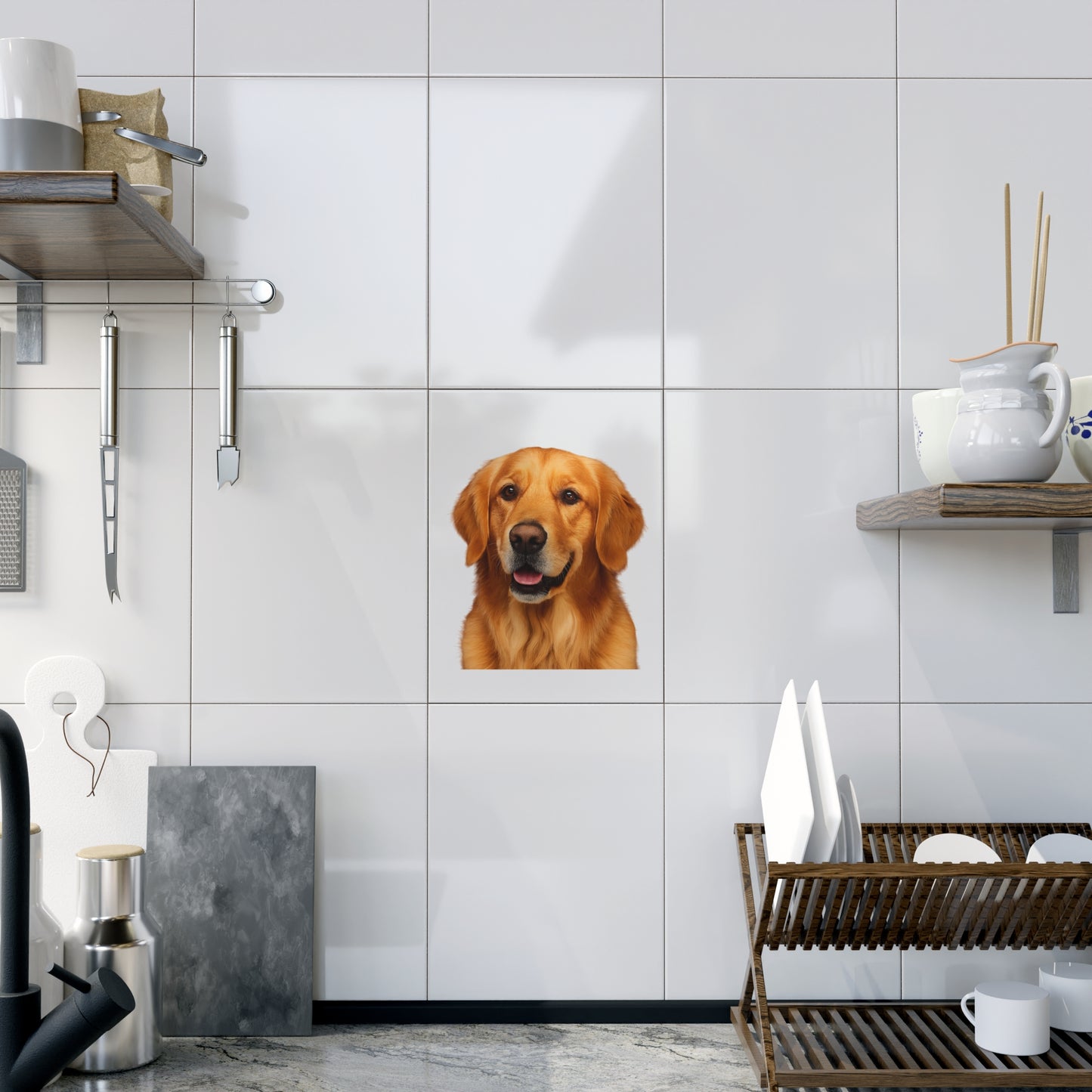 Golden Head Ceramic Photo Tile